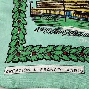 Vintage Paris City Sights Souvenir Silk Scarf 30x30 Mint Green Made in Italy
